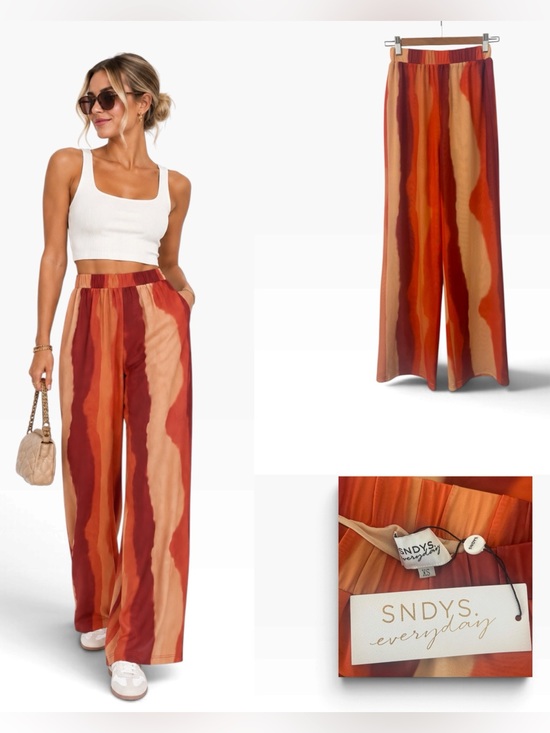 Sndys Pants - Sndys Striped Tulle Overlay Pants - Size XS